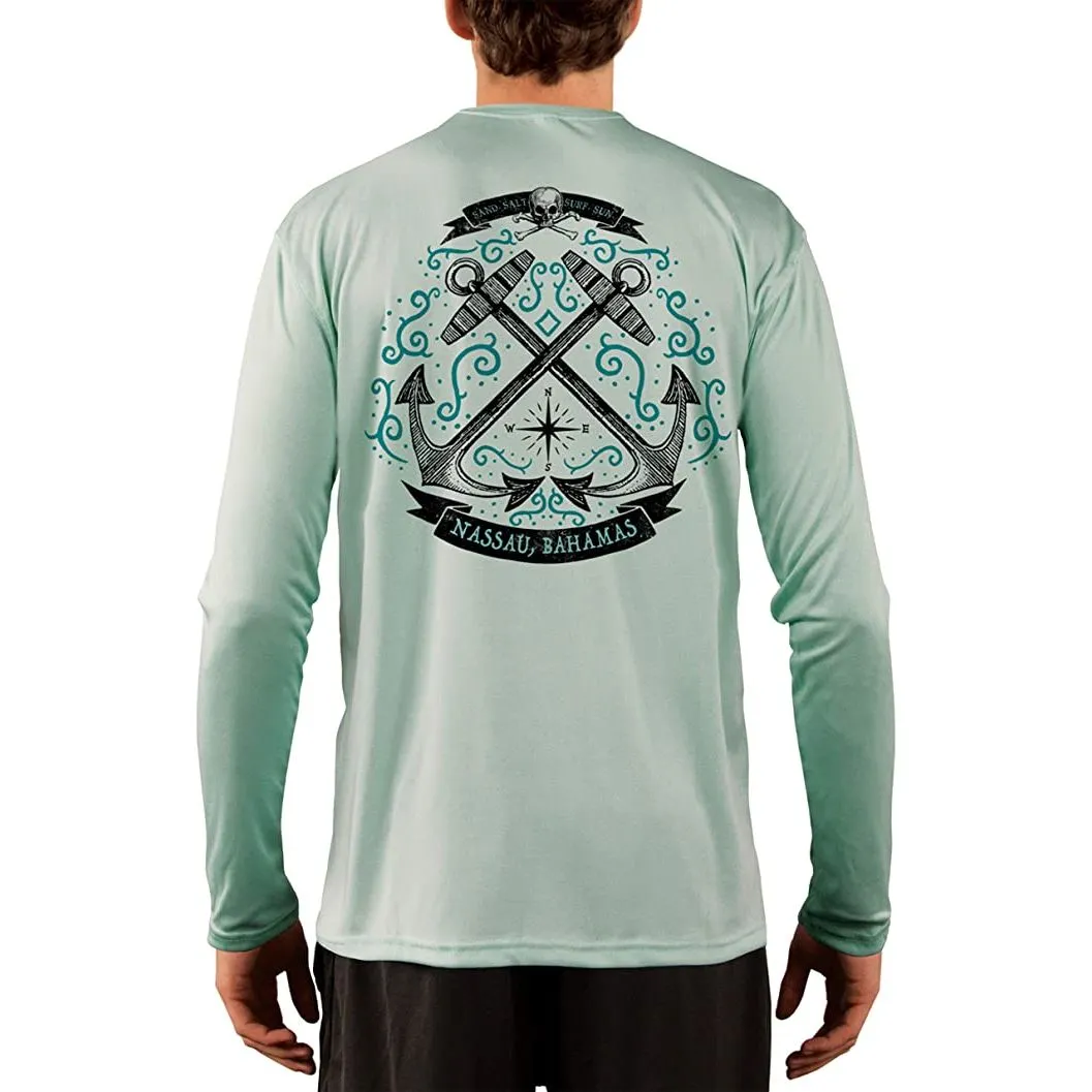 SAND.SALT.SURF.SUN. Sailing Anchor Blue Nassau Men's UPF 50  UV Sun Protection Performance Long Sleeve T-Shirt