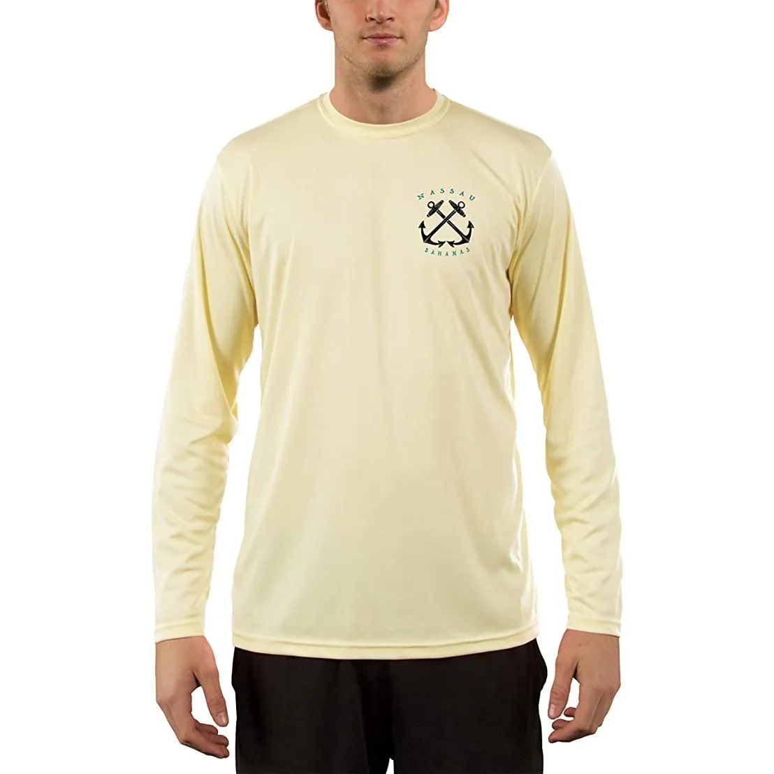SAND.SALT.SURF.SUN. Sailing Anchor Blue Nassau Men's UPF 50  UV Sun Protection Performance Long Sleeve T-Shirt