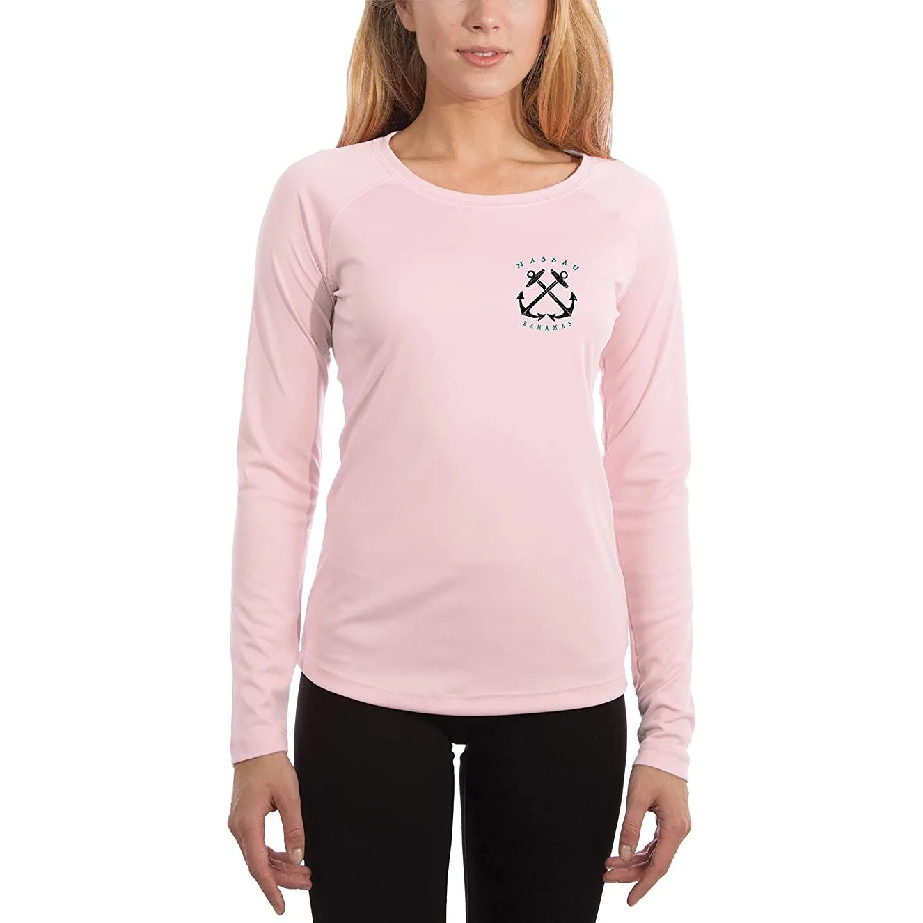 SAND.SALT.SURF.SUN. Sailing Anchor Blue Nassau Women's UPF 50  UV Sun Protection Performance Long Sleeve T-Shirt