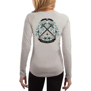 SAND.SALT.SURF.SUN. Sailing Anchor Blue Nassau Women's UPF 50  UV Sun Protection Performance Long Sleeve T-Shirt