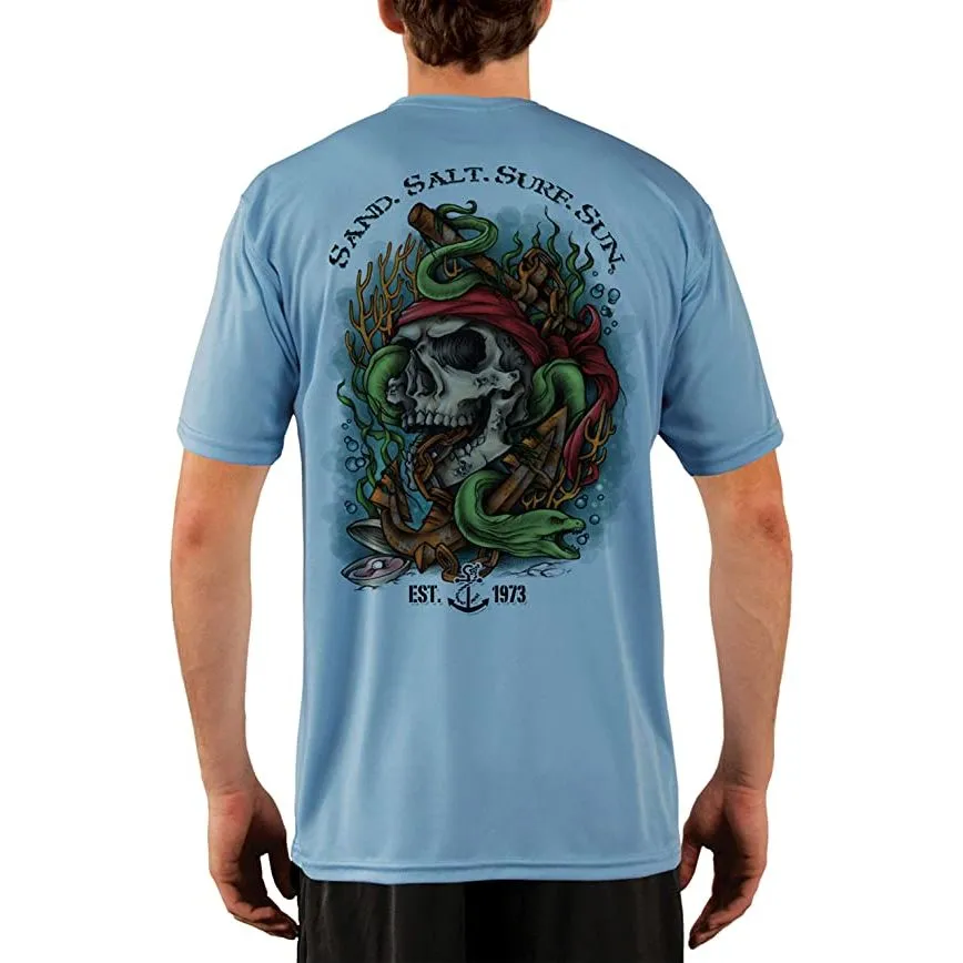 SAND.SALT.SURF.SUN. Skull EEL Men's UPF 50  UV Sun Protection Performance Short Sleeve T-Shirt