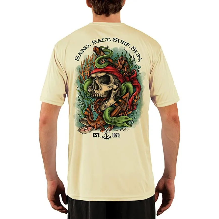 SAND.SALT.SURF.SUN. Skull EEL Men's UPF 50  UV Sun Protection Performance Short Sleeve T-Shirt
