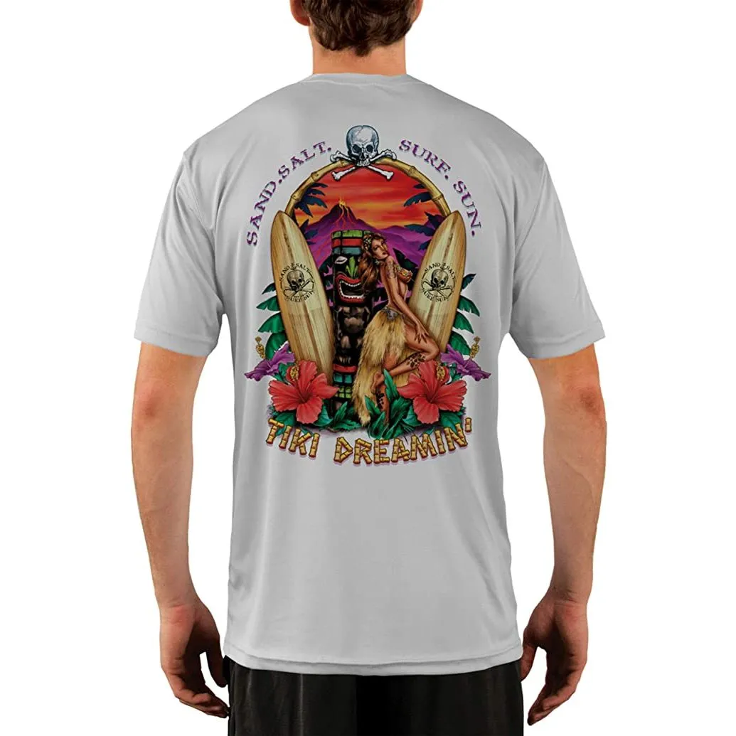 SAND.SALT.SURF.SUN. Tiki Men's UPF 50  UV Sun Protection Performance Short Sleeve T-Shirt