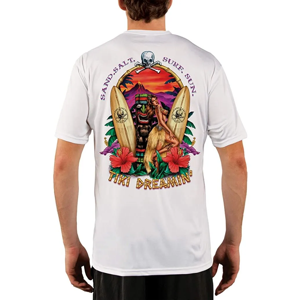 SAND.SALT.SURF.SUN. Tiki Men's UPF 50  UV Sun Protection Performance Short Sleeve T-Shirt