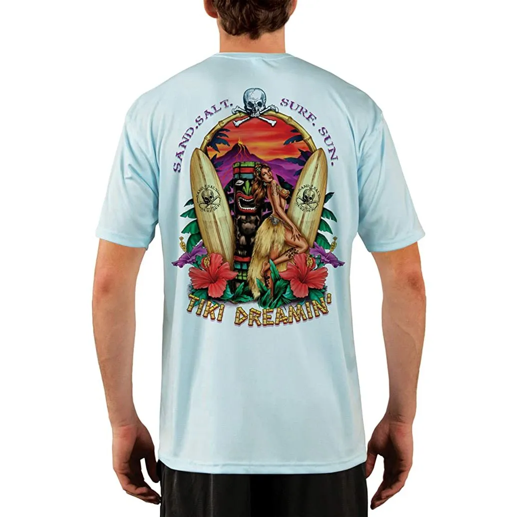 SAND.SALT.SURF.SUN. Tiki Men's UPF 50  UV Sun Protection Performance Short Sleeve T-Shirt
