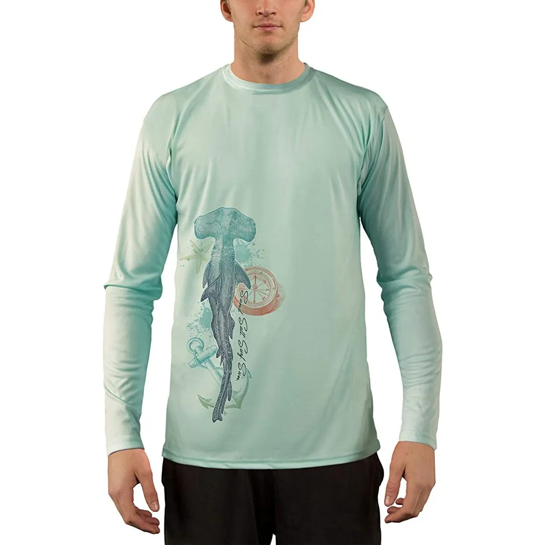 SAND.SALT.SURF.SUN. Vintage Shark Men's UPF 50  UV Sun Protection Performance Long Sleeve T-Shirt