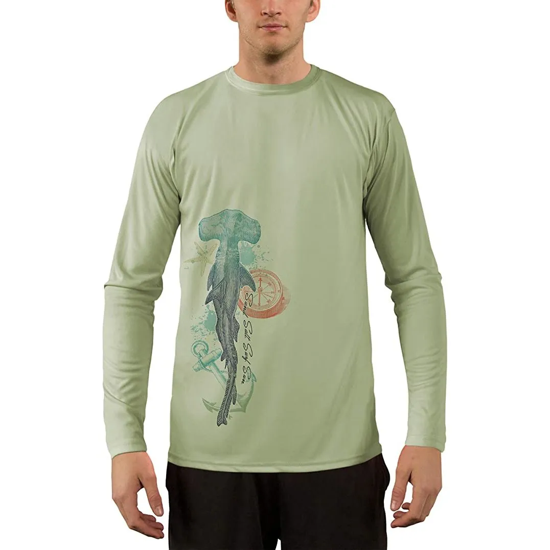 SAND.SALT.SURF.SUN. Vintage Shark Men's UPF 50  UV Sun Protection Performance Long Sleeve T-Shirt