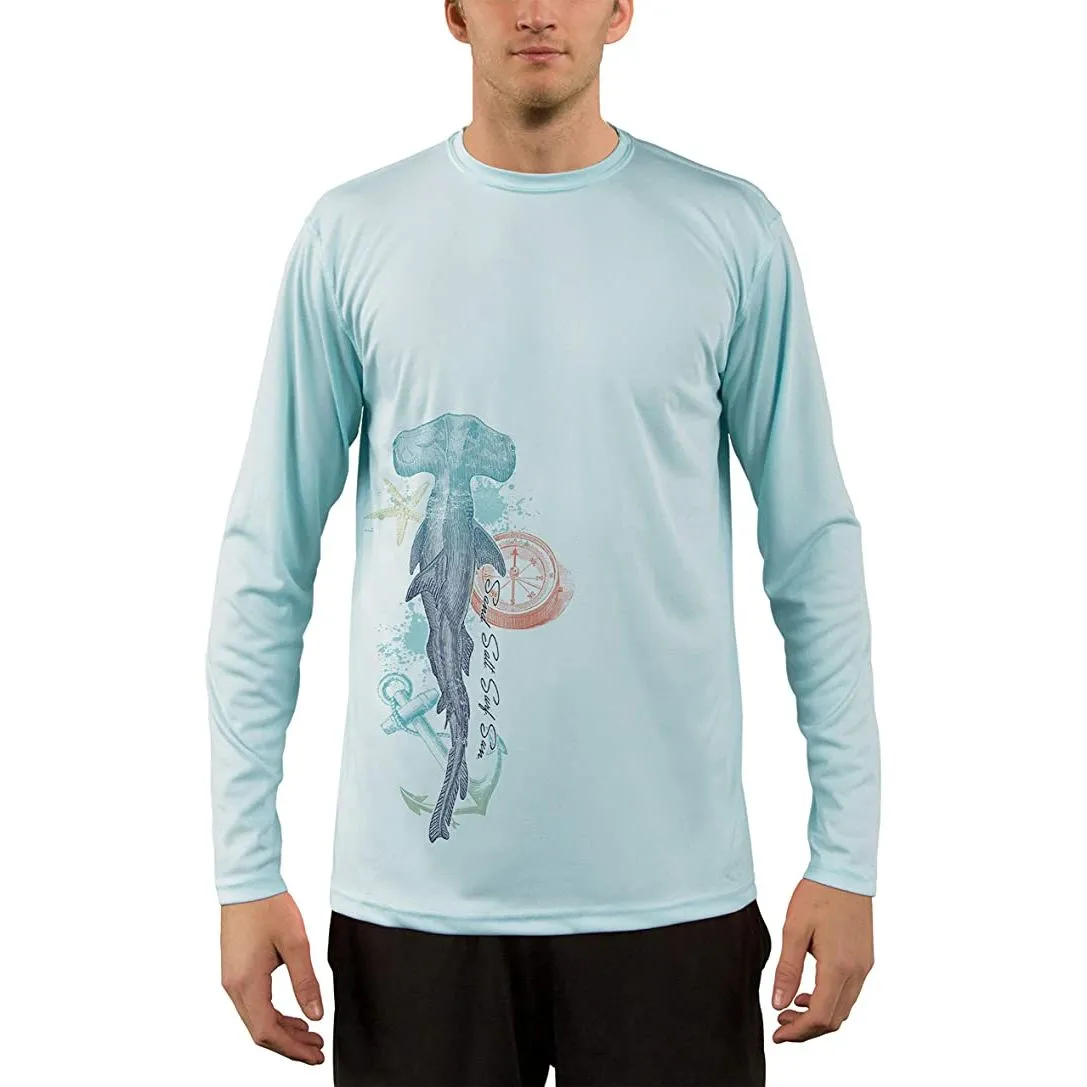 SAND.SALT.SURF.SUN. Vintage Shark Men's UPF 50  UV Sun Protection Performance Long Sleeve T-Shirt