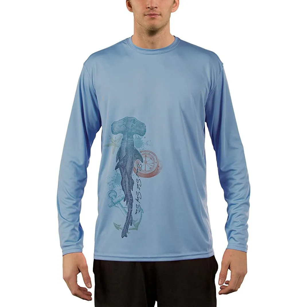SAND.SALT.SURF.SUN. Vintage Shark Men's UPF 50  UV Sun Protection Performance Long Sleeve T-Shirt