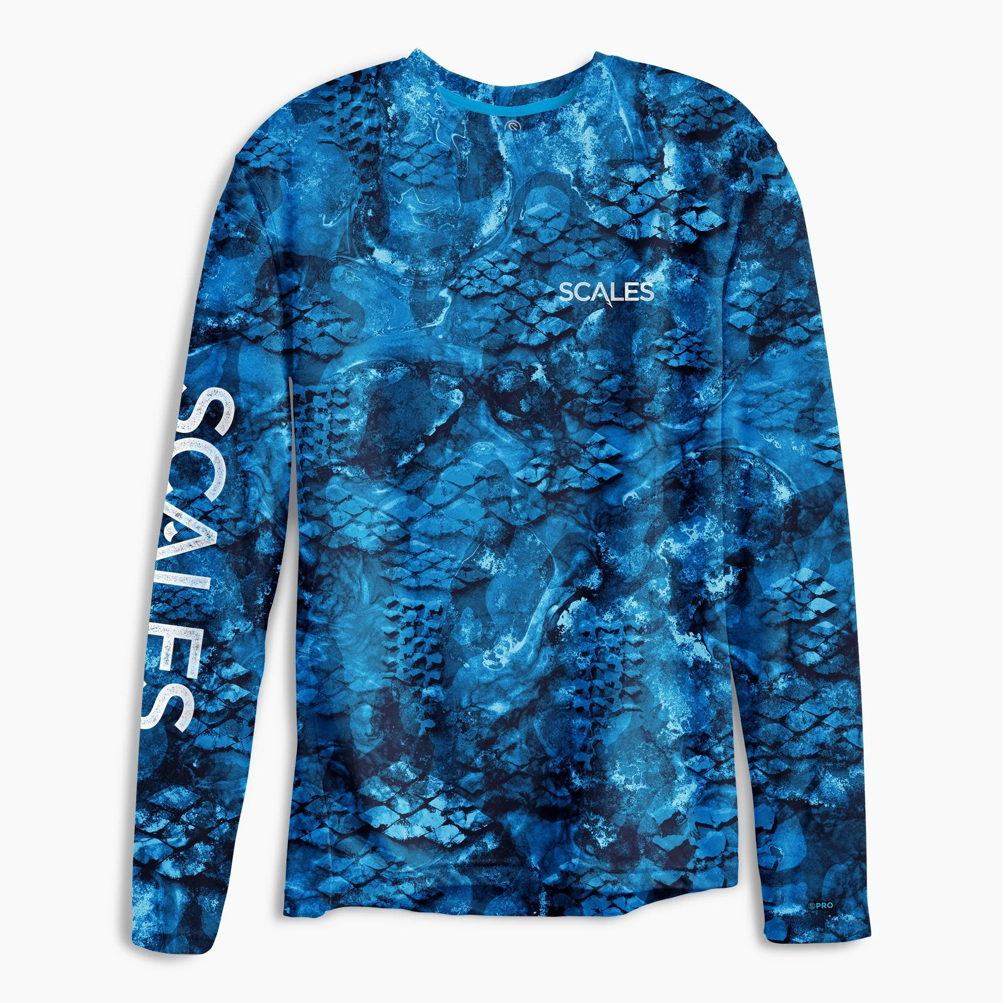 Scales Gear Pro Performance Every Degree Crew Blue Camo Long Sleeve Sun Shirt