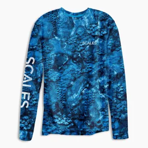 Scales Gear Pro Performance Every Degree Crew Blue Camo Long Sleeve Sun Shirt