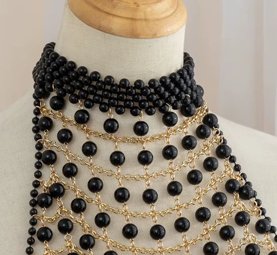 SCARLET HALTER PEARL BEADED TOP