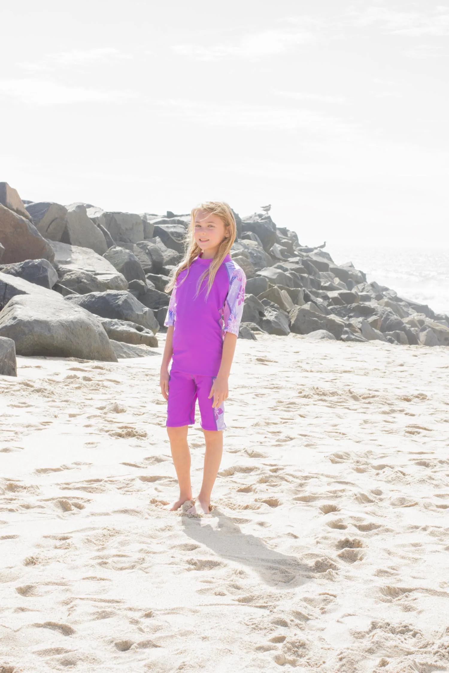 Seaside Rash Guard & Jammer Short - Malva (MADE IN USA)