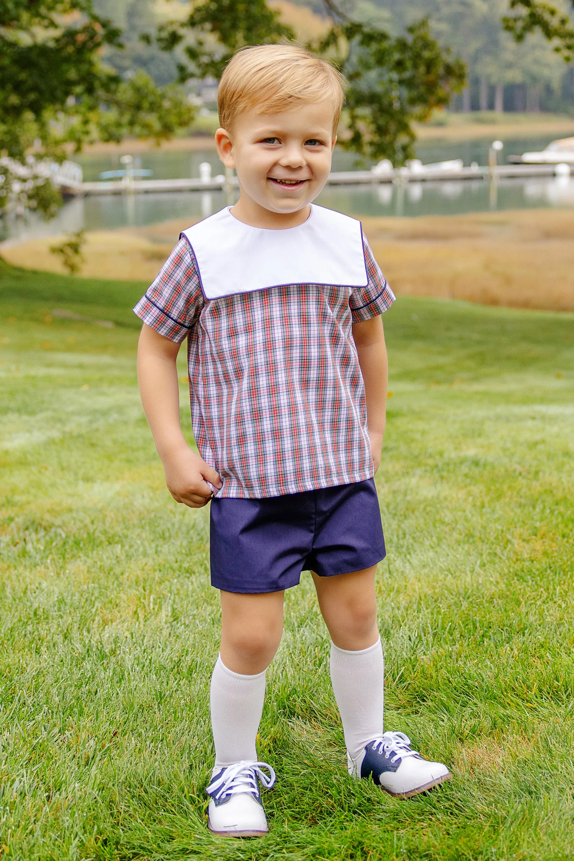 Shepherd Short Set - Merritt Park Plaid with Nantucket Navy & Worth Avenue White