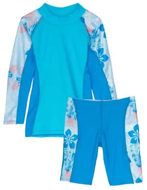 Shoreline Rash Guard & Jammer Short - Celeste (MADE IN USA)