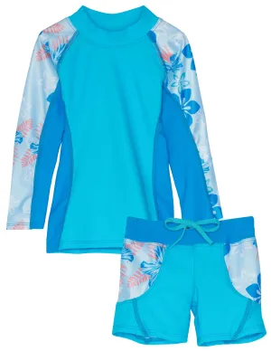Shoreline Rash Guard & Swim Short - Celeste (MADE IN USA)
