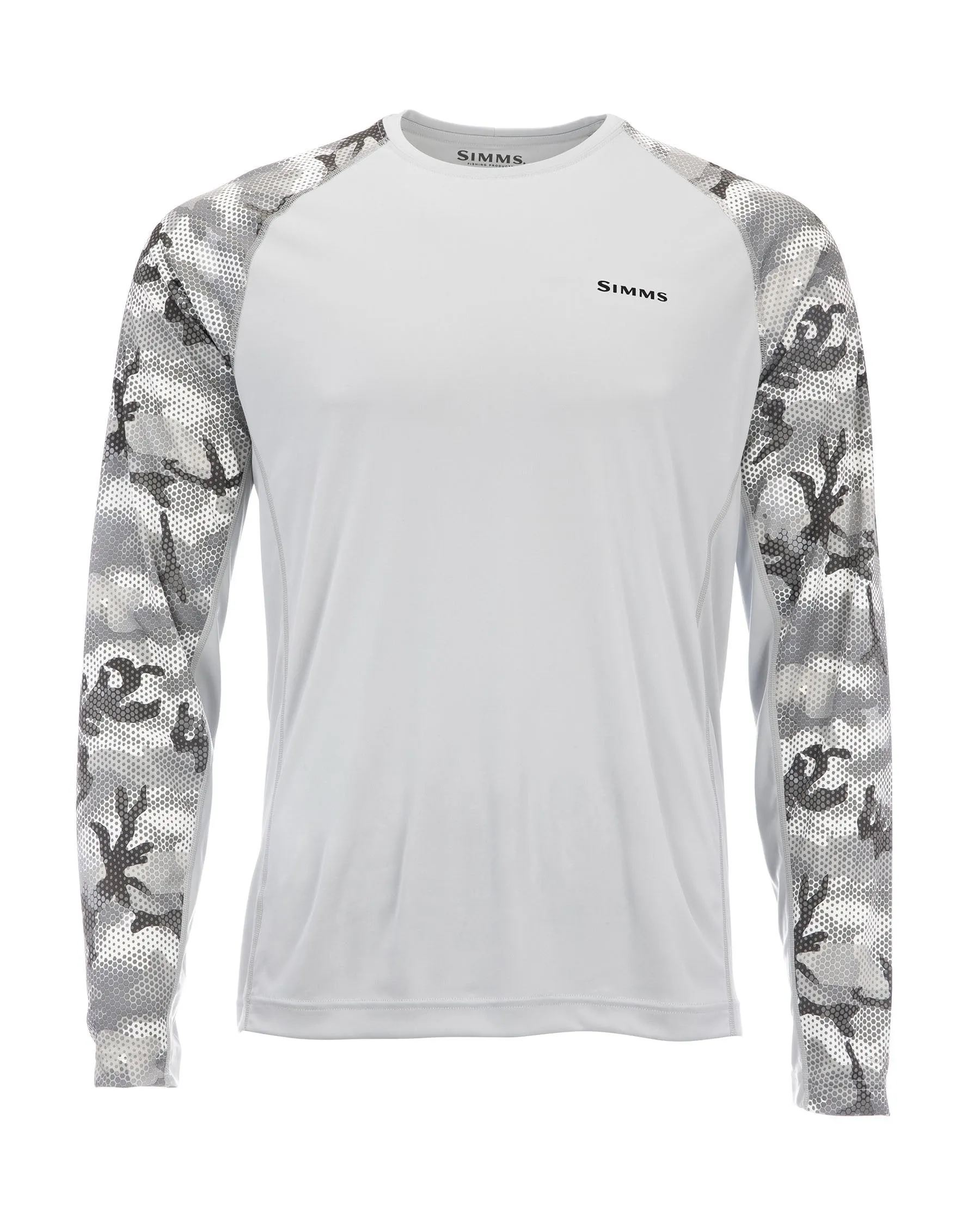Simms Solarflex Long Sleeve Crewneck Hex Flo Camo Steel