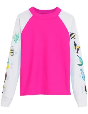 Snorkel Hawaii Fish ID Rash Guard - Fuchsia