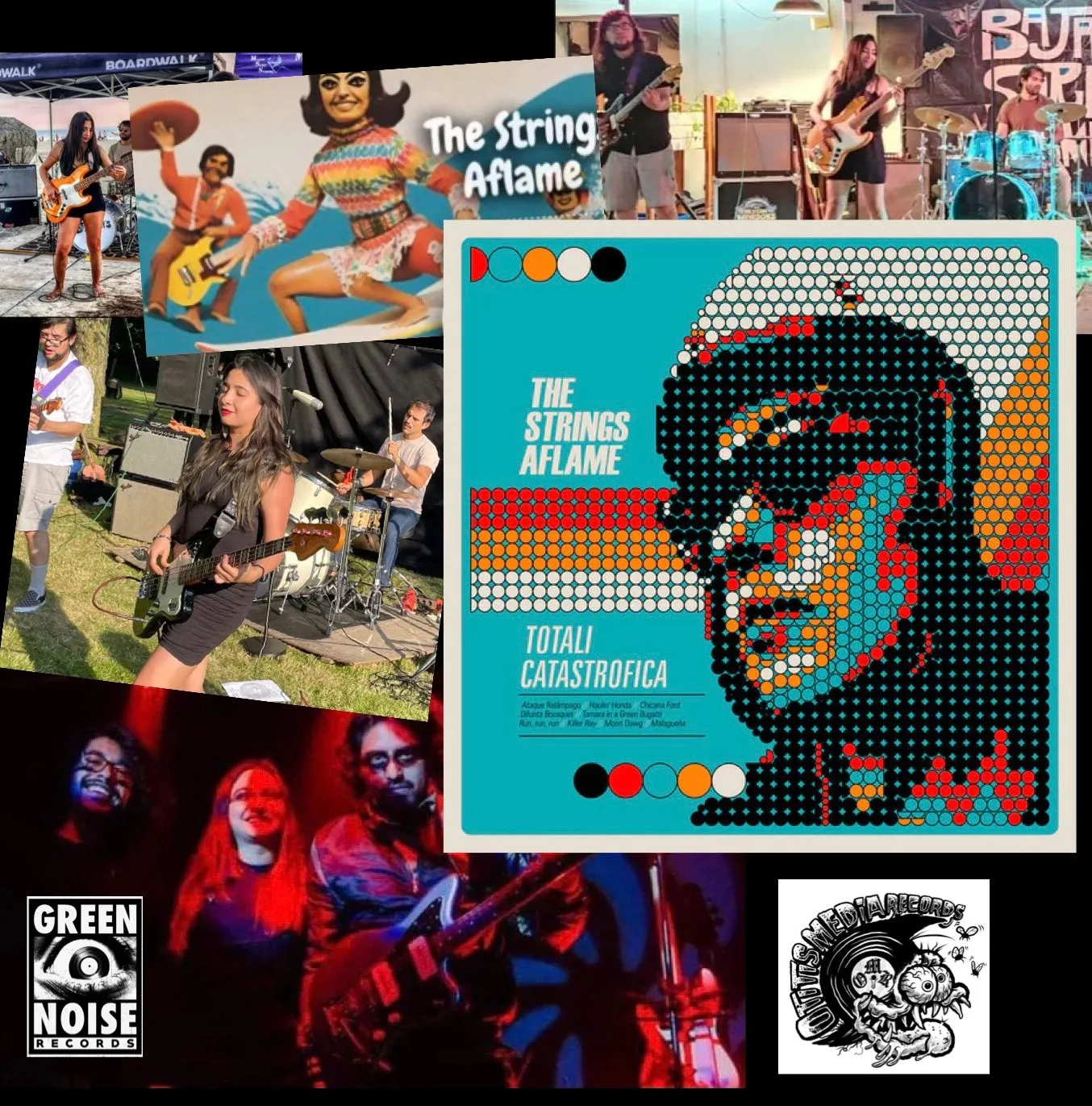 Strings Aflame, The  – Totali Catastrofica [Transparent GREEN Vinyl; Instrumental Surf Rock; Mexico] – New LP