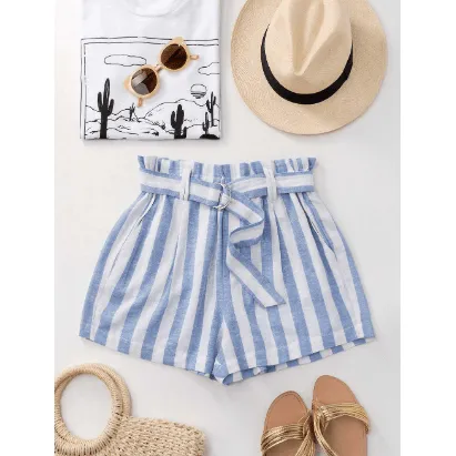 Striped Linen Shorts