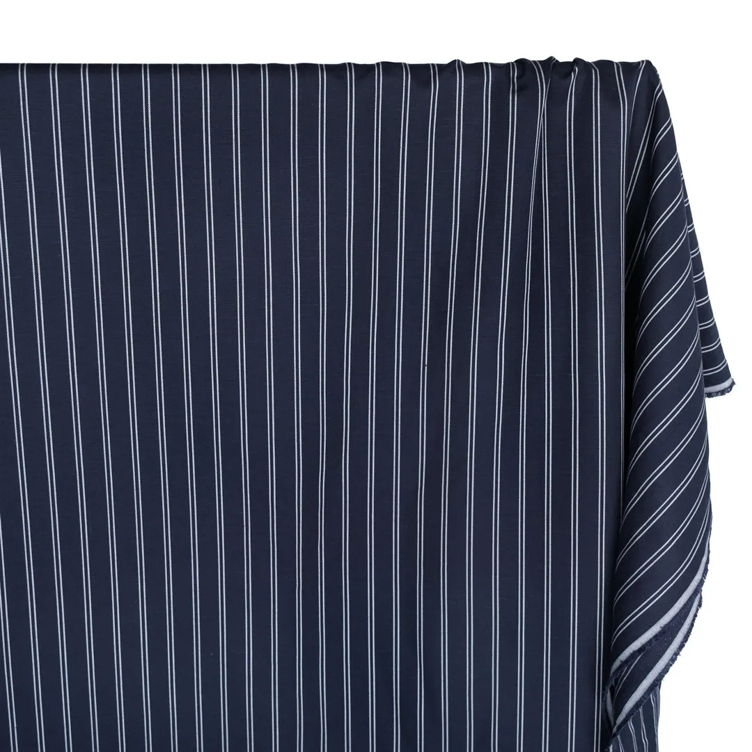 Striped Midweight Lyocell Linen Slub - Navy
