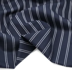Striped Midweight Lyocell Linen Slub - Navy