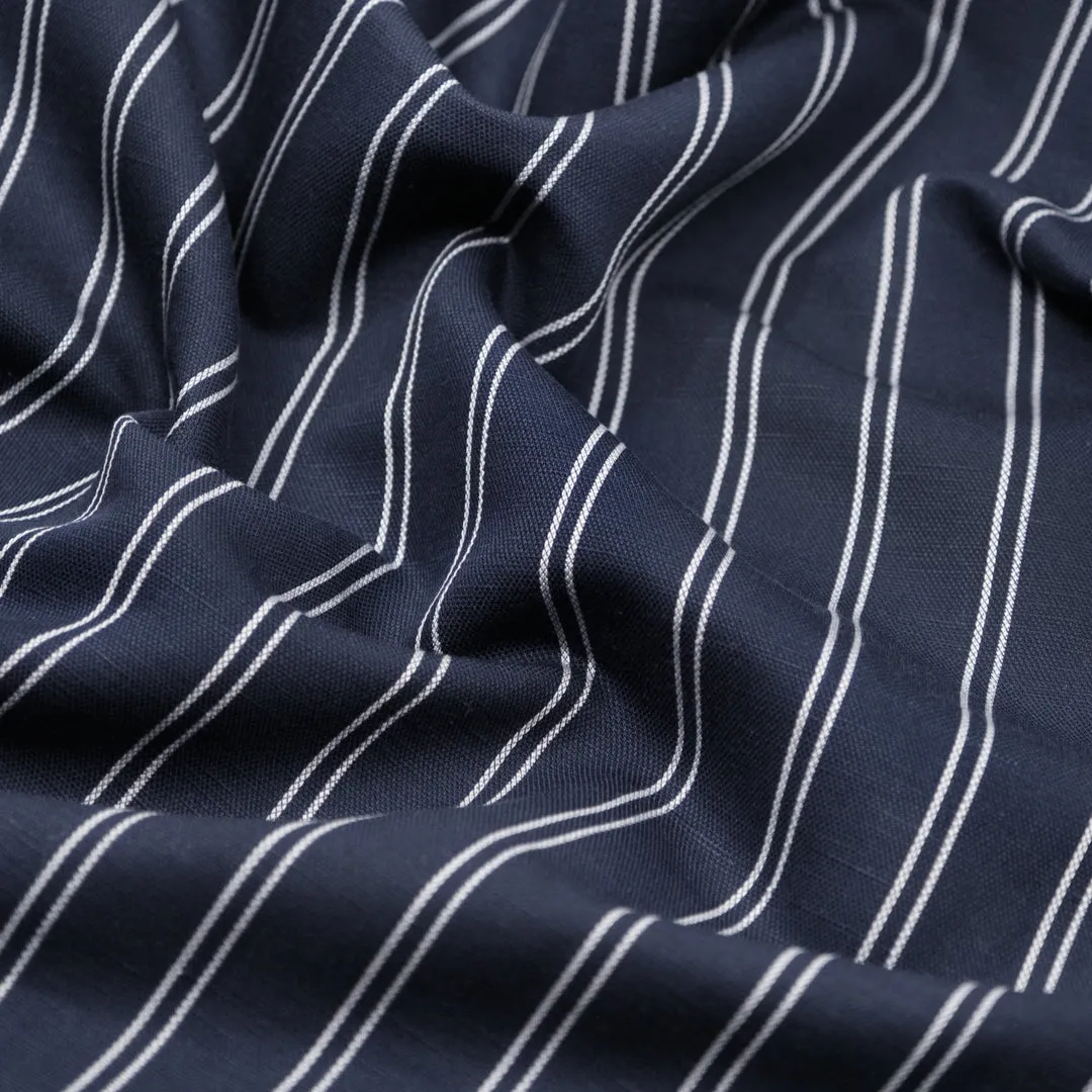 Striped Midweight Lyocell Linen Slub - Navy
