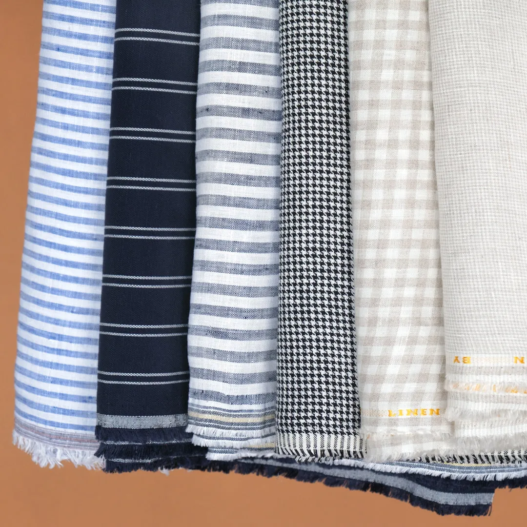 Striped Midweight Lyocell Linen Slub - Navy