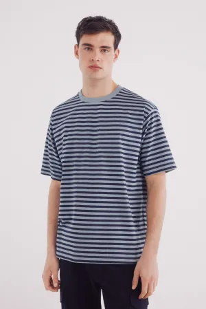 Striped printed striped -shirt - Blue