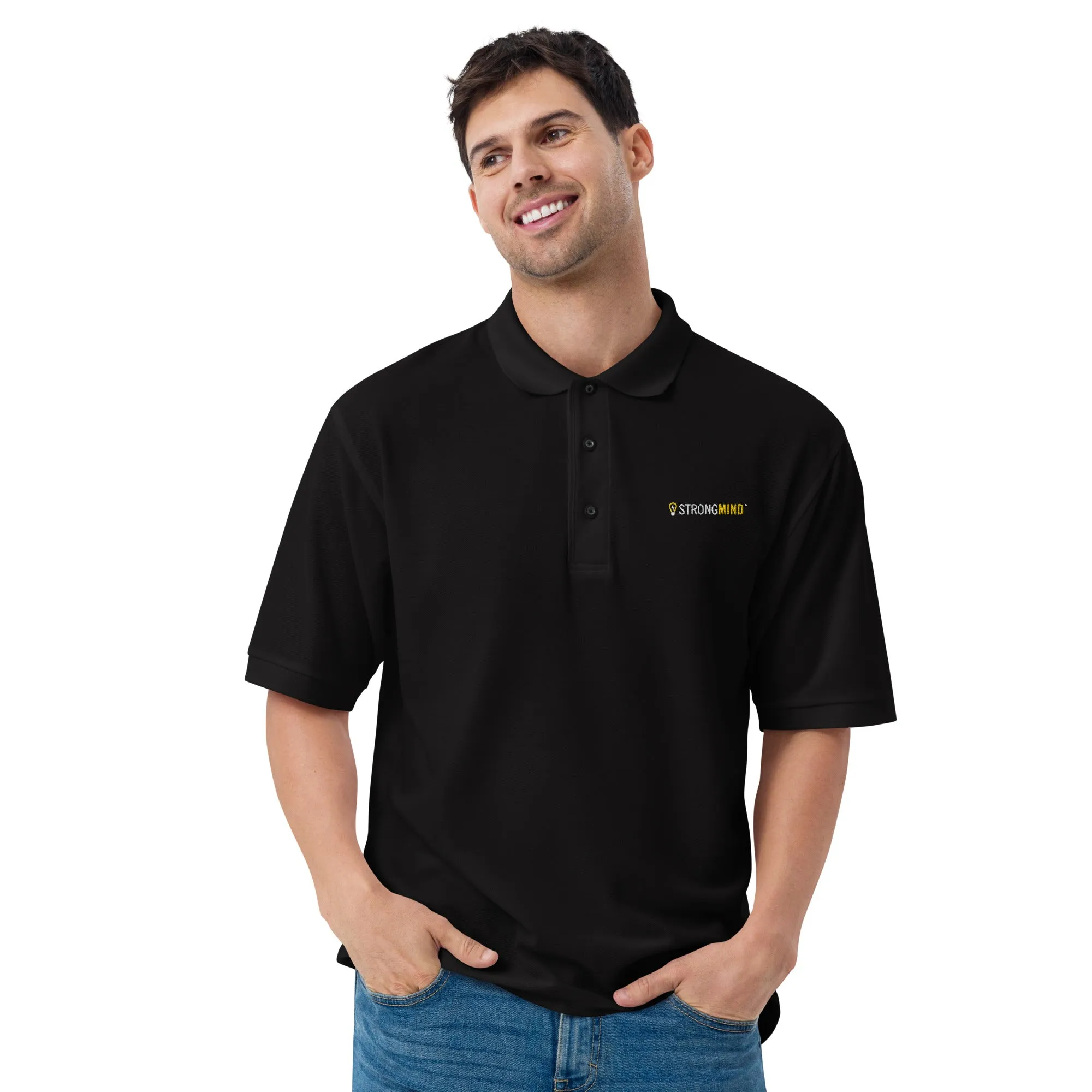StrongMind Embroidered Men's Premium Polo