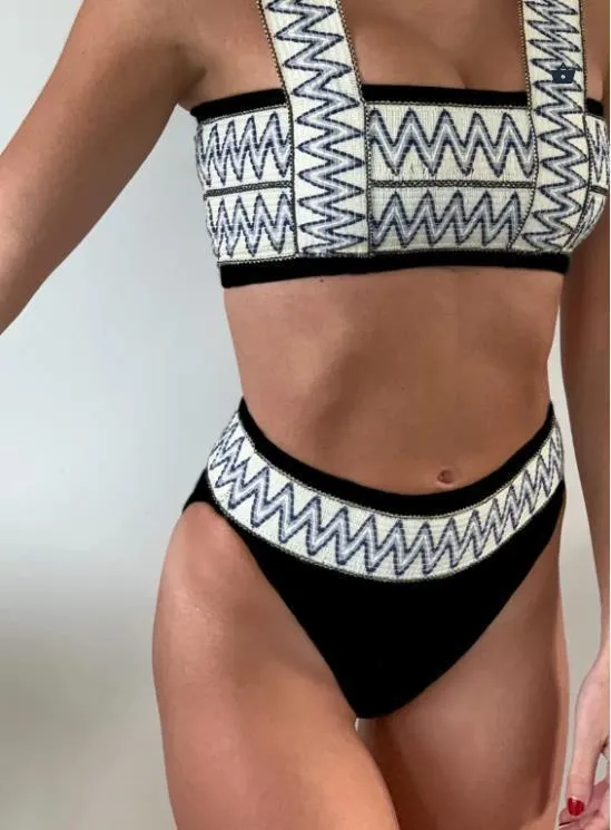 Summer Split Stretch Panel Striped Bikini