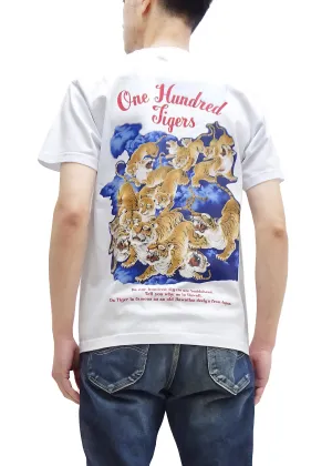 Sun Surf T-shirt Men's One Hundred Tigers Graphic Short Sleeve Hawaiian Tee SS79162 101White
