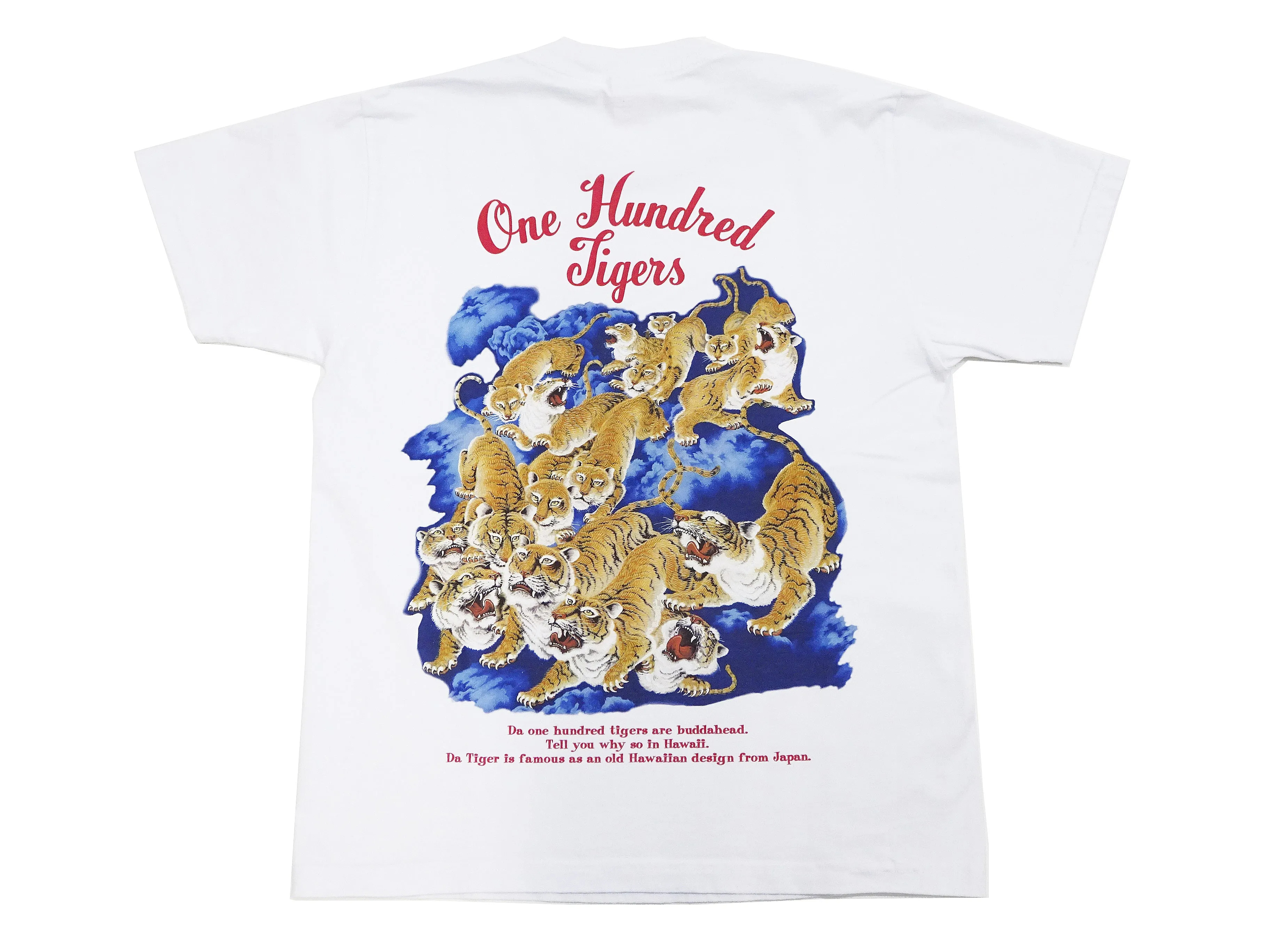 Sun Surf T-shirt Men's One Hundred Tigers Graphic Short Sleeve Hawaiian Tee SS79162 101White