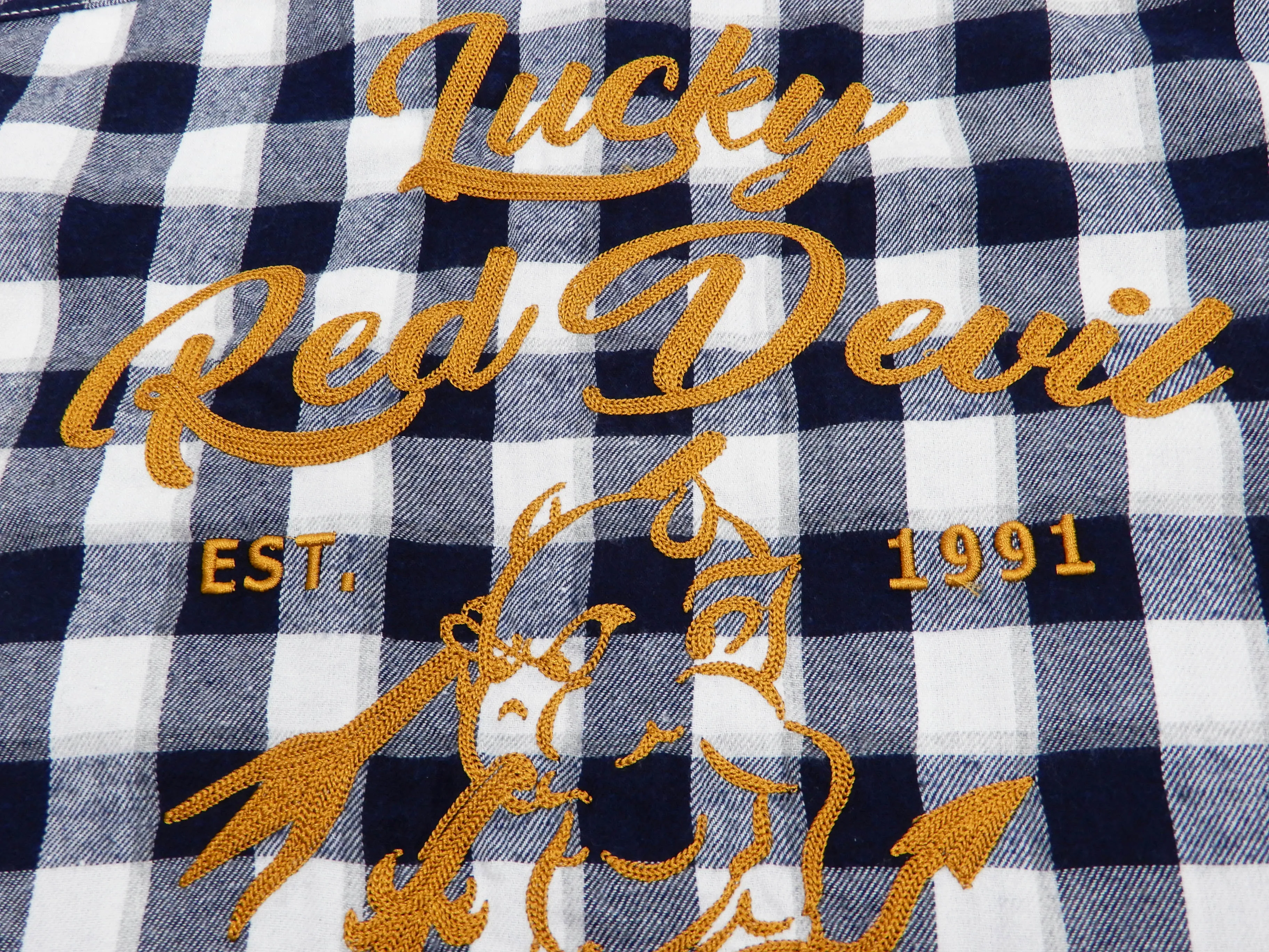 Tedman Custom Embroidered Plaid Flannel Shirt Men's Long Sleeve Shirt TNS-700 Off/Navy