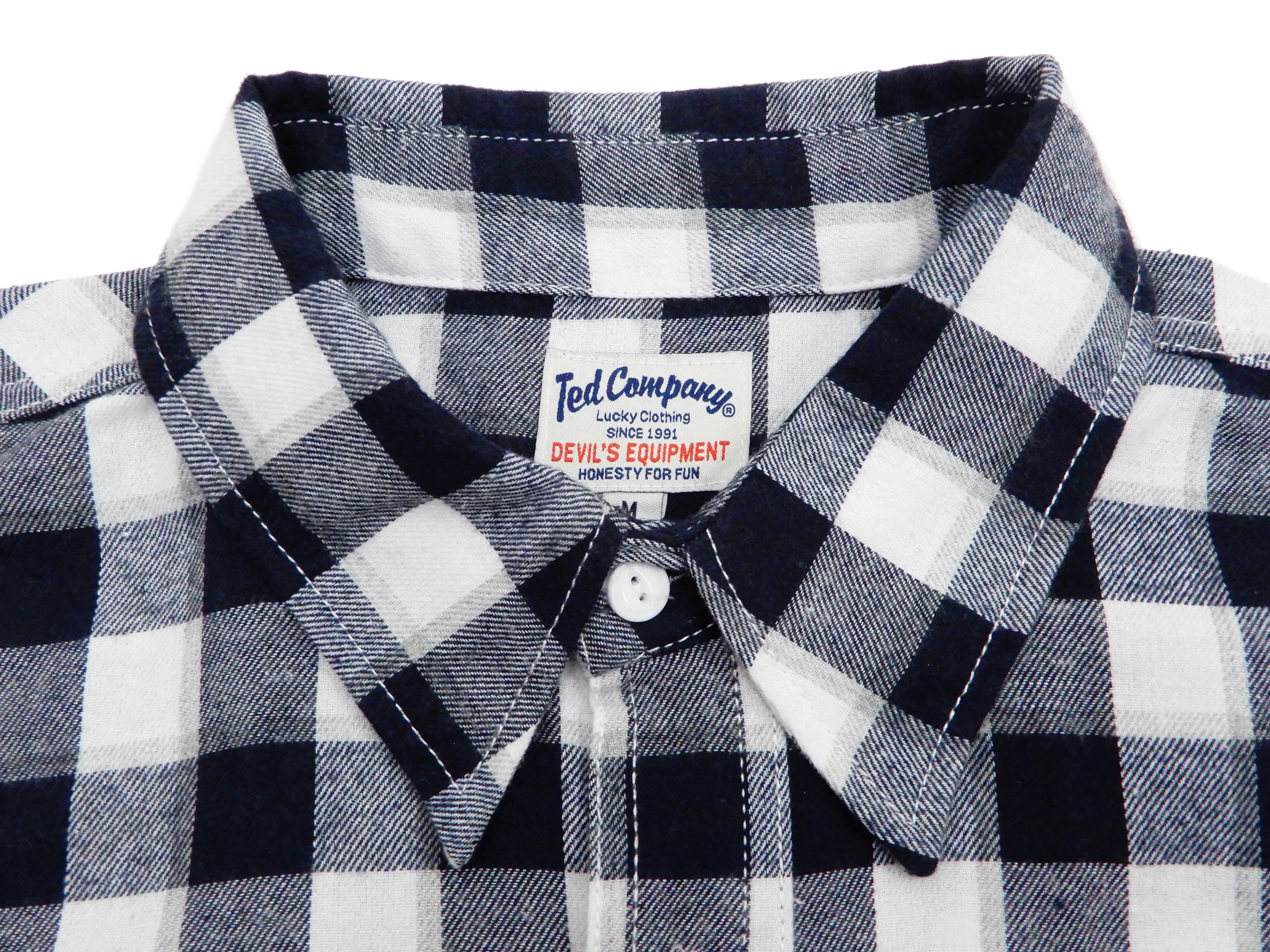Tedman Custom Embroidered Plaid Flannel Shirt Men's Long Sleeve Shirt TNS-700 Off/Navy