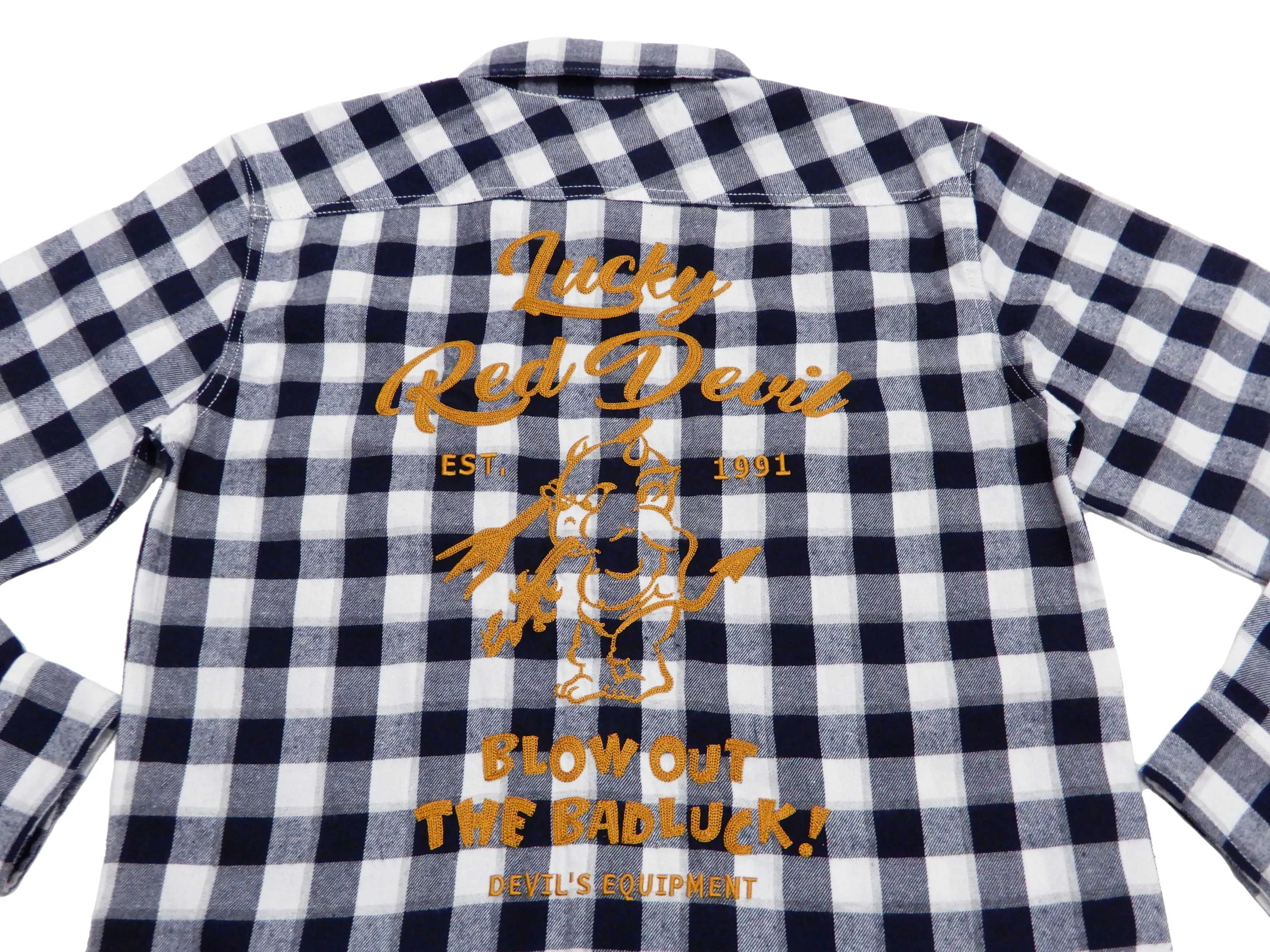 Tedman Custom Embroidered Plaid Flannel Shirt Men's Long Sleeve Shirt TNS-700 Off/Navy
