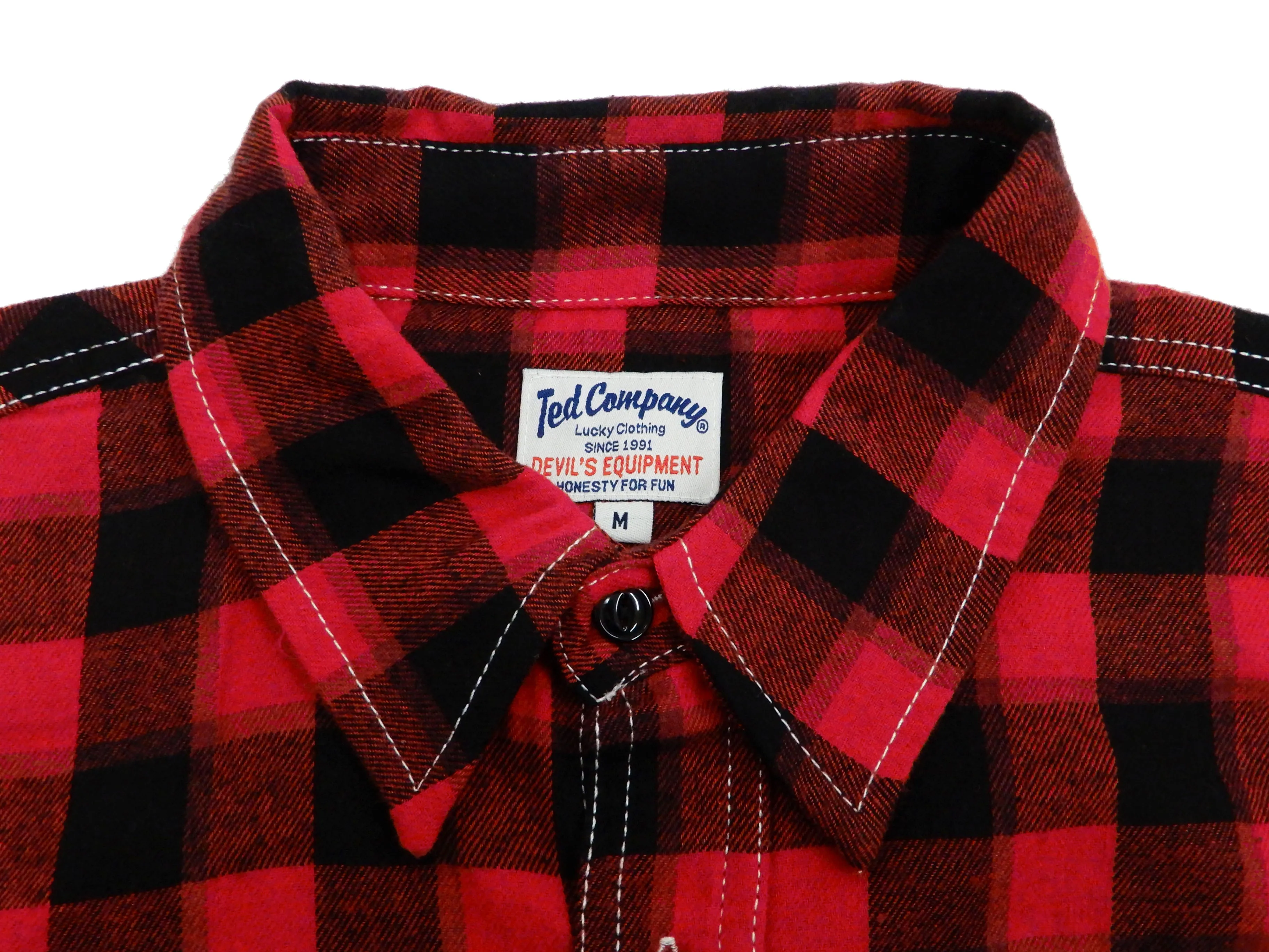 Tedman Custom Embroidered Plaid Flannel Shirt Men's Long Sleeve Shirt TNS-700 Red/Black