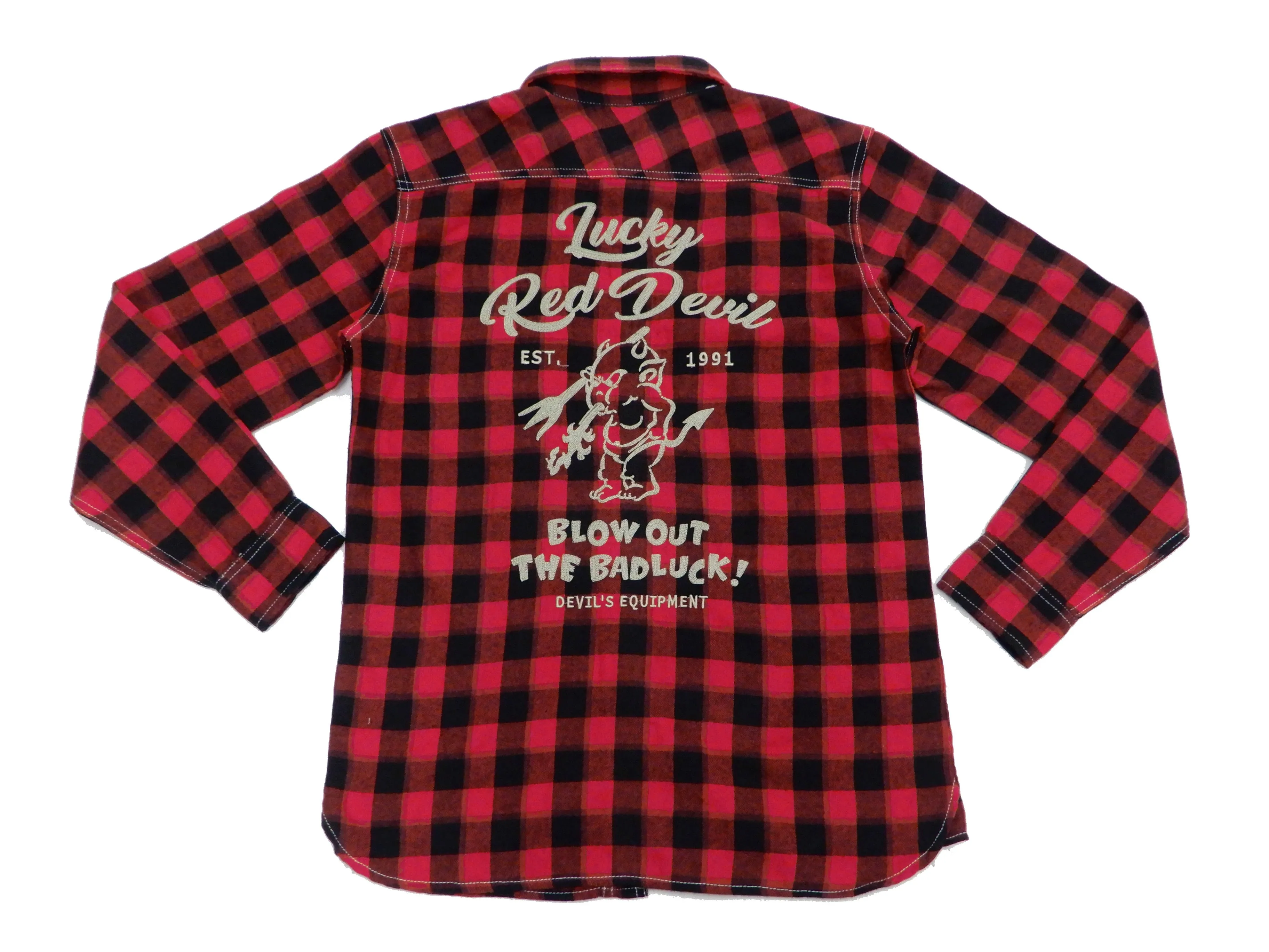 Tedman Custom Embroidered Plaid Flannel Shirt Men's Long Sleeve Shirt TNS-700 Red/Black