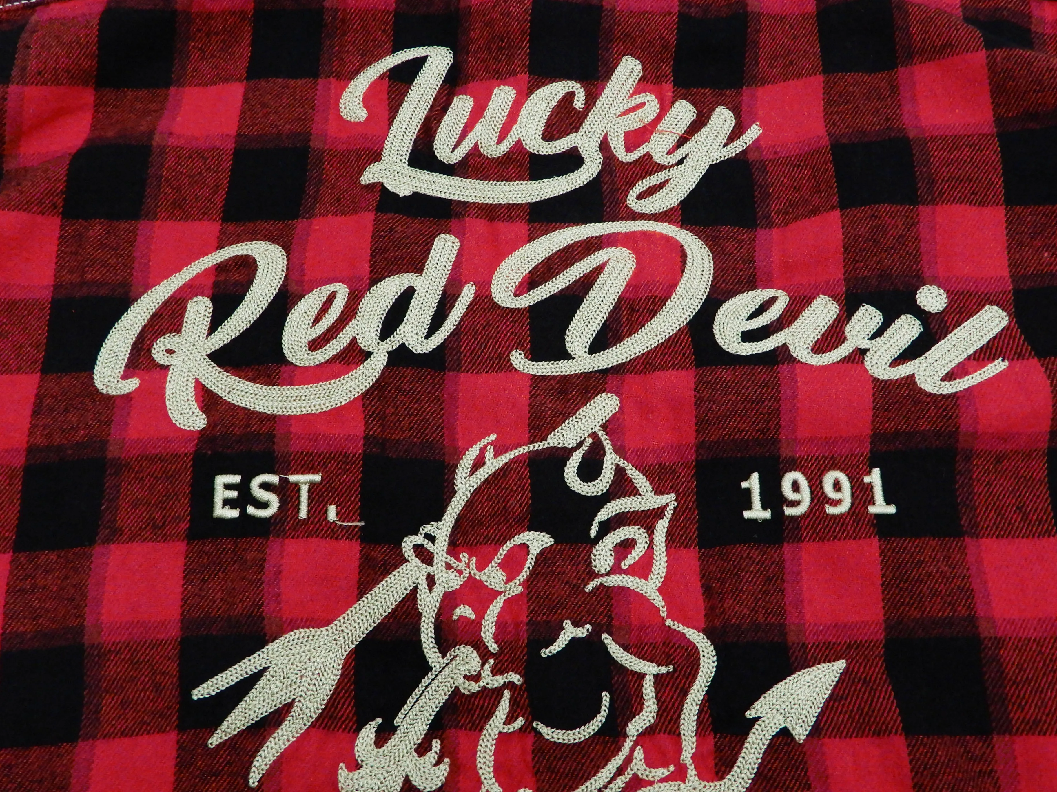 Tedman Custom Embroidered Plaid Flannel Shirt Men's Long Sleeve Shirt TNS-700 Red/Black