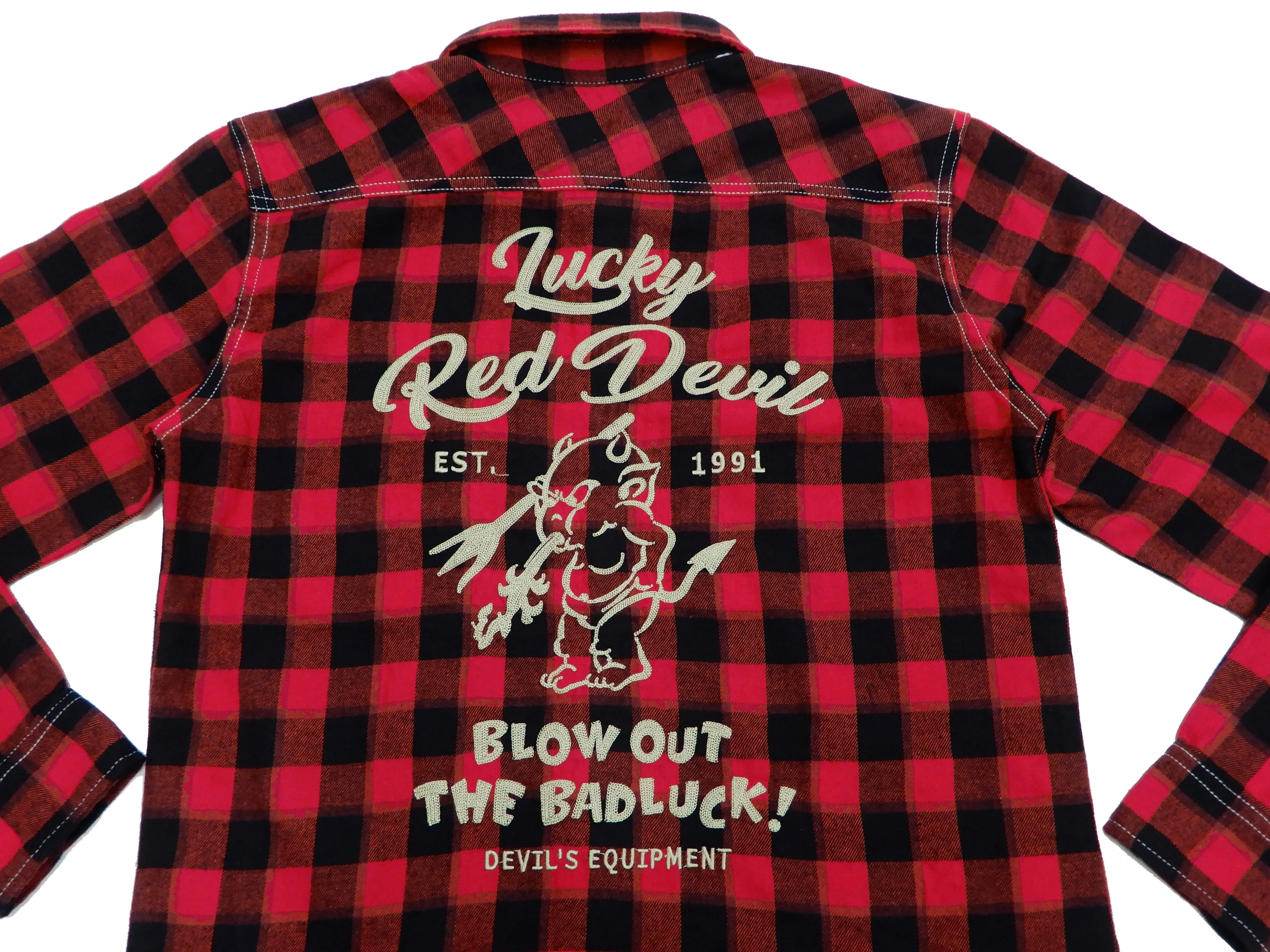 Tedman Custom Embroidered Plaid Flannel Shirt Men's Long Sleeve Shirt TNS-700 Red/Black