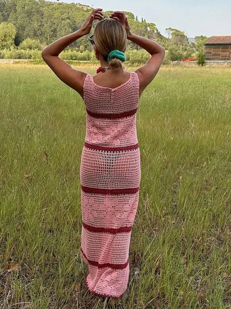 Tejido Hollywood fashion pink Long Dresses
