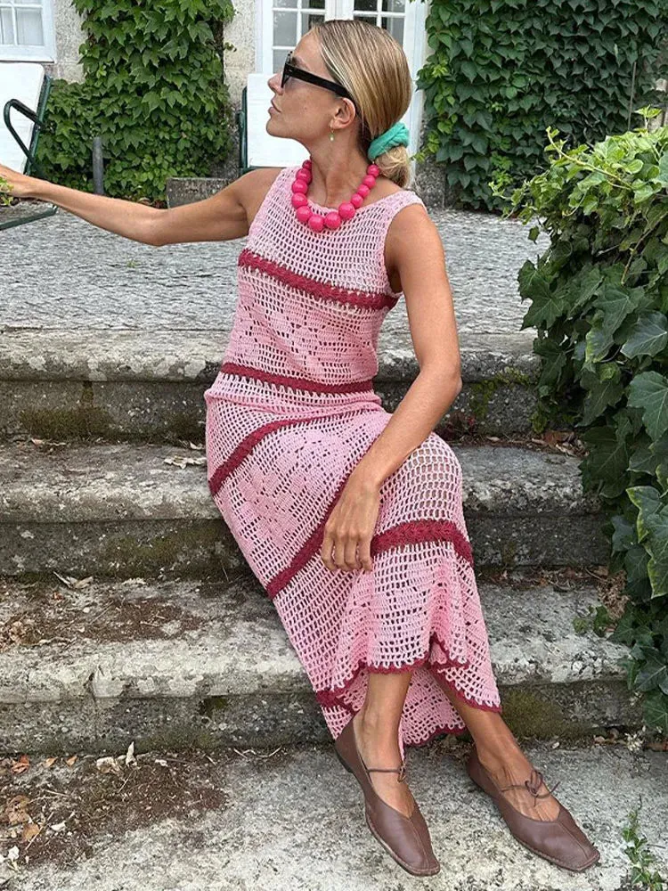 Tejido Hollywood fashion pink Long Dresses