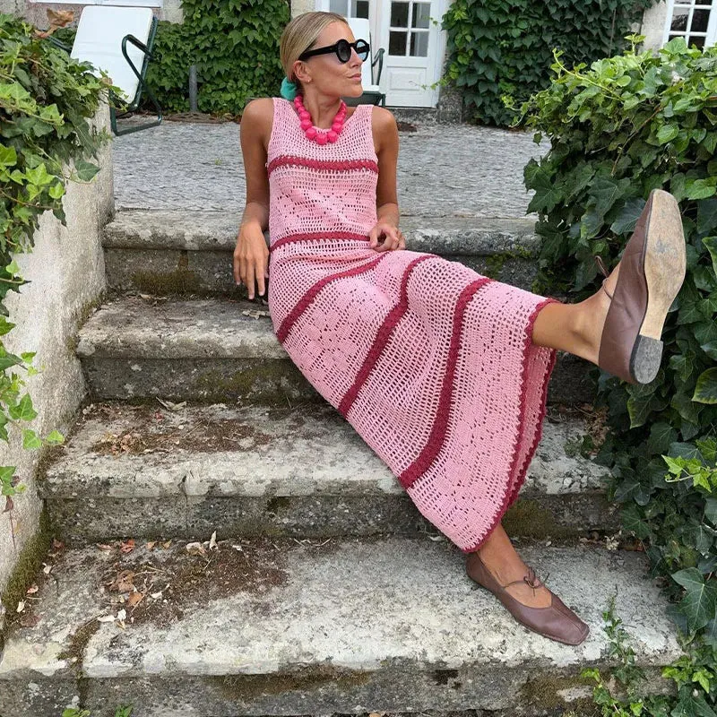 Tejido Hollywood fashion pink Long Dresses