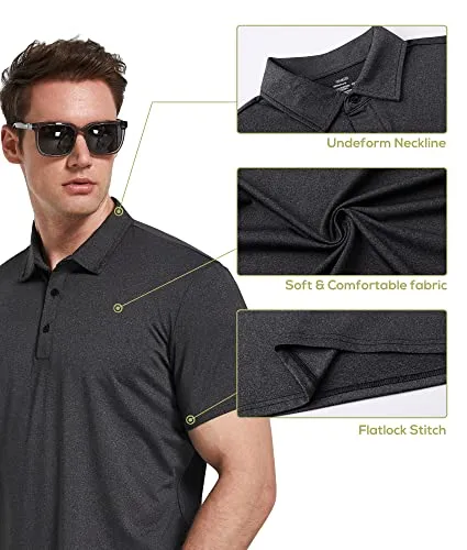 TELALEO 4/5 Pack Men's Polo Shirts Quick Dry Short Sleeve Golf T Shirt Performance Moisture Wicking Casual Workout