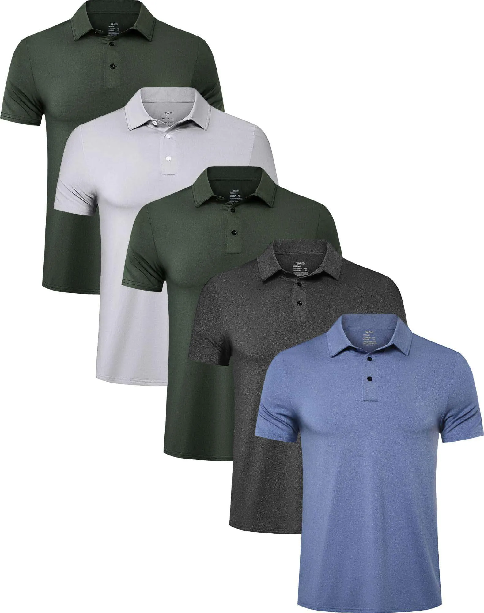TELALEO 4/5 Pack Men's Polo Shirts Quick Dry Short Sleeve Golf T Shirt Performance Moisture Wicking Casual Workout
