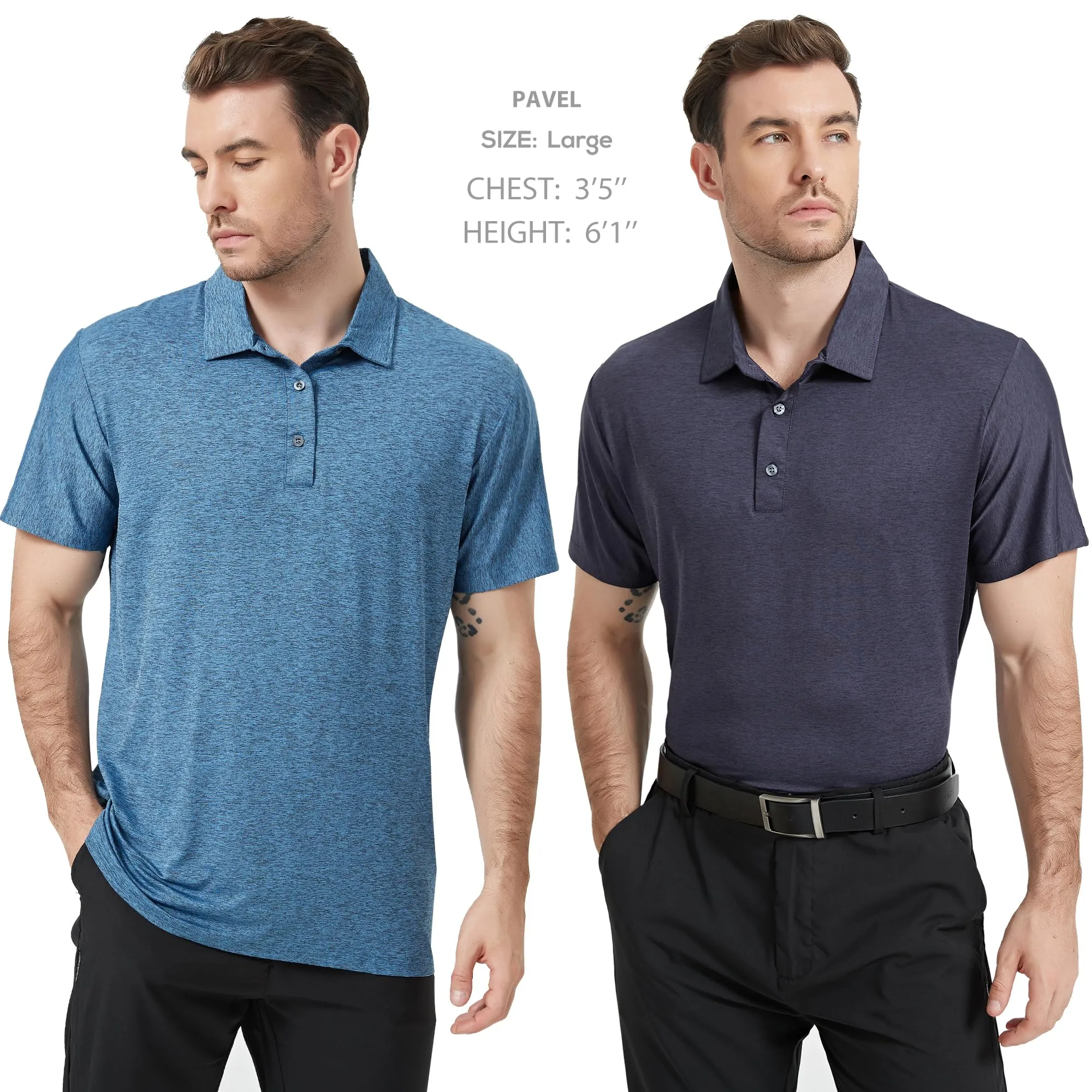 TELALEO 4/5 Pack Men's Polo Shirts Quick Dry Short Sleeve Golf T Shirt Performance Moisture Wicking Casual Workout