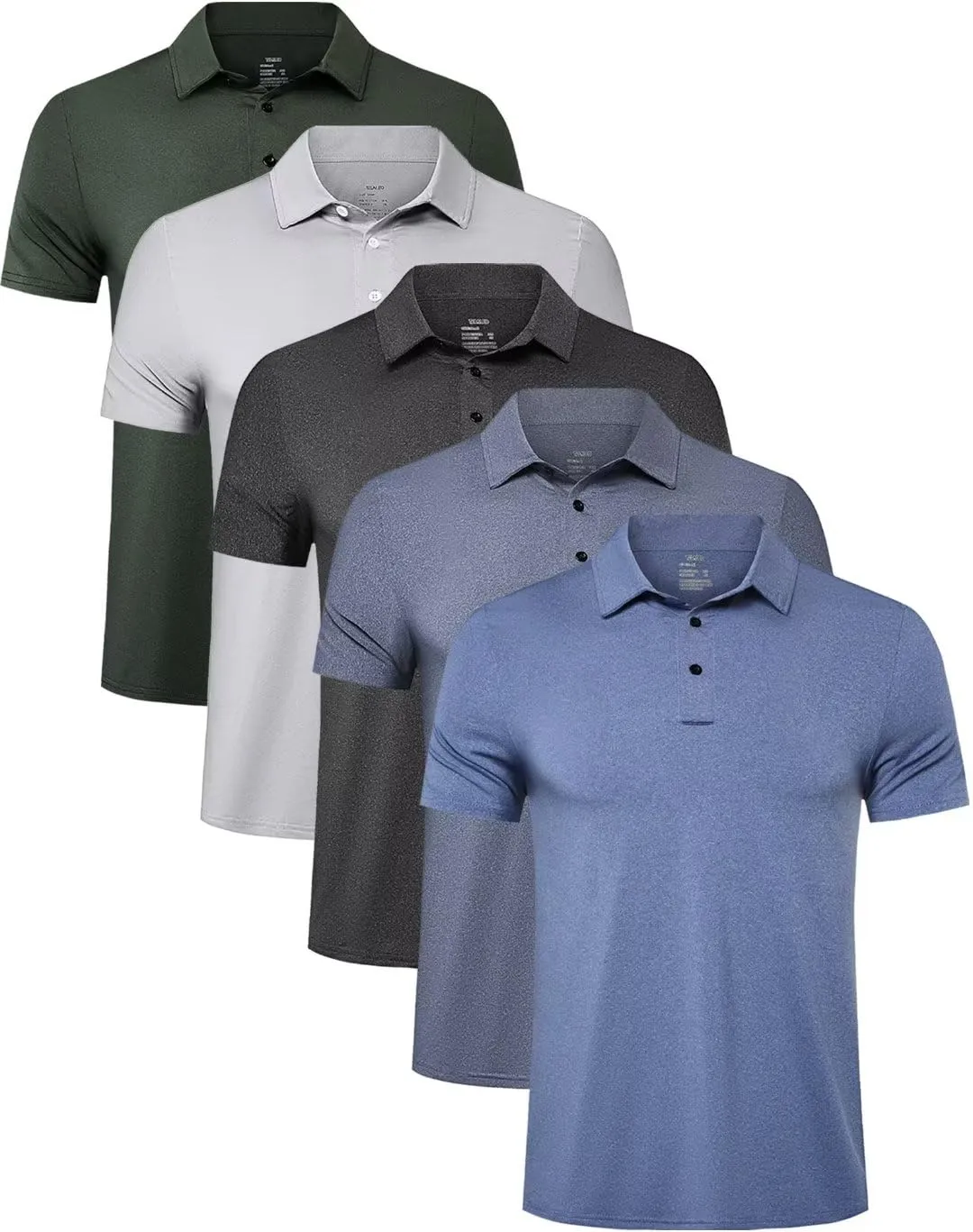 TELALEO 4/5 Pack Men's Polo Shirts Quick Dry Short Sleeve Golf T Shirt Performance Moisture Wicking Casual Workout