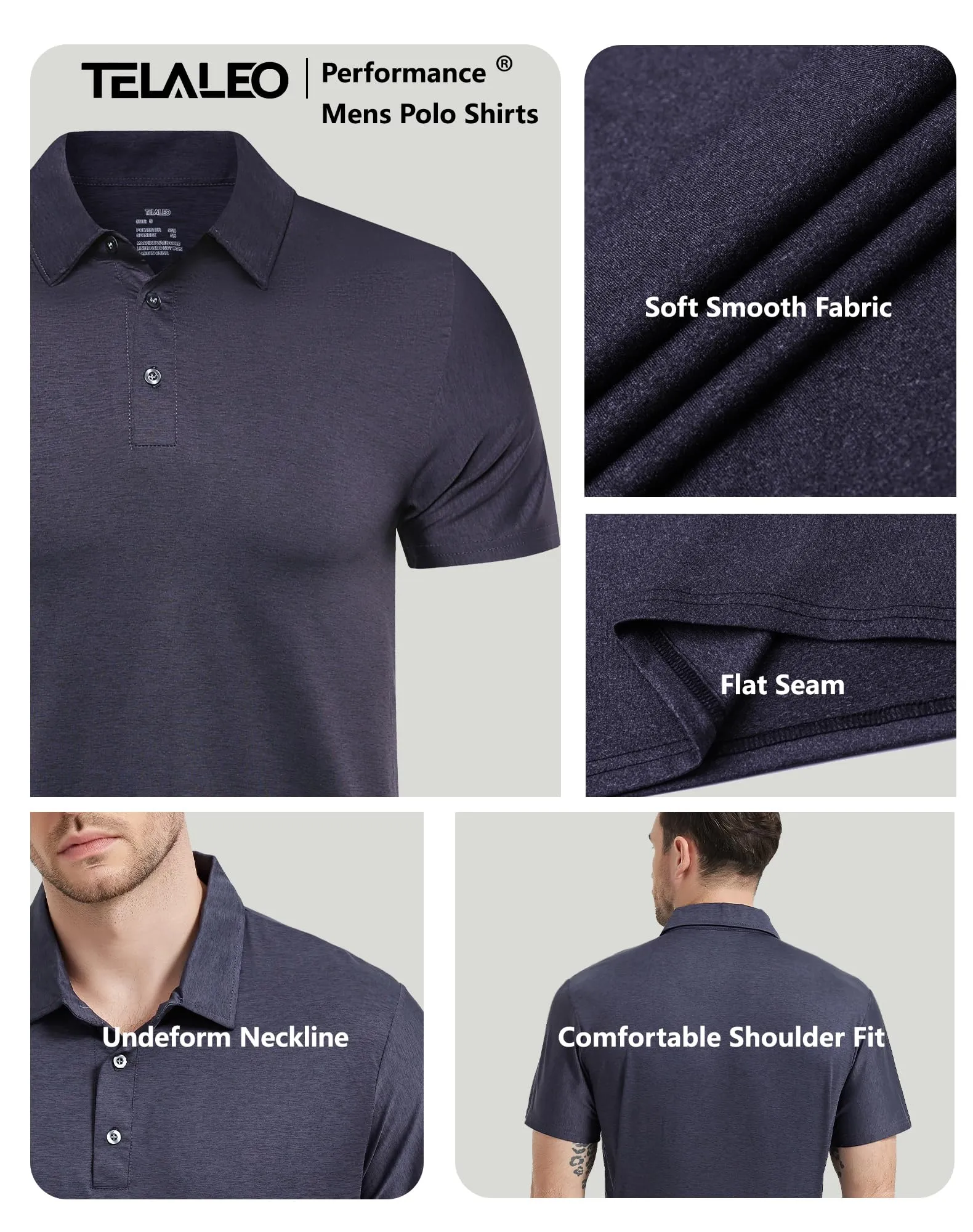 TELALEO 4/5 Pack Men's Polo Shirts Quick Dry Short Sleeve Golf T Shirt Performance Moisture Wicking Casual Workout