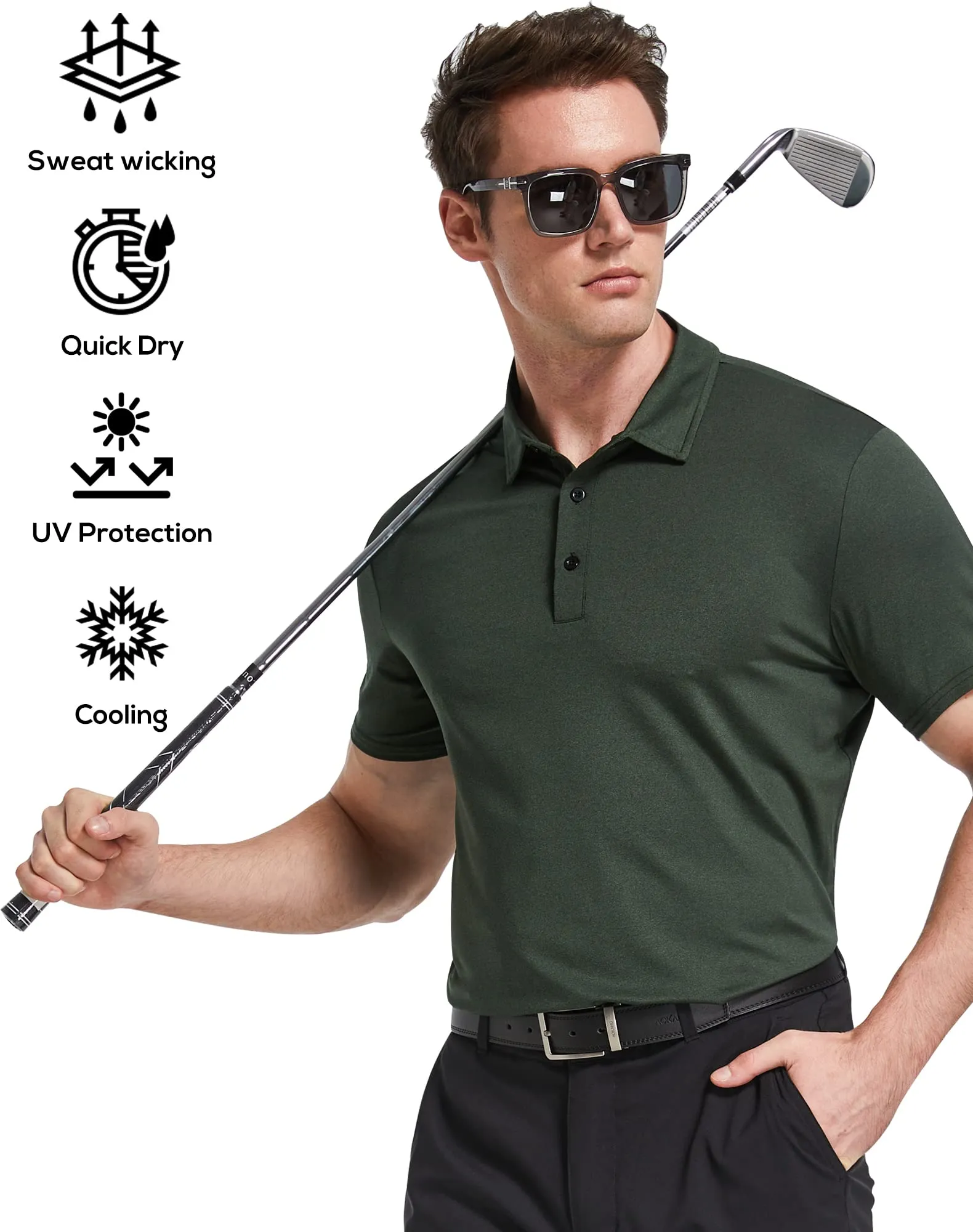 TELALEO 4/5 Pack Men's Polo Shirts Quick Dry Short Sleeve Golf T Shirt Performance Moisture Wicking Casual Workout