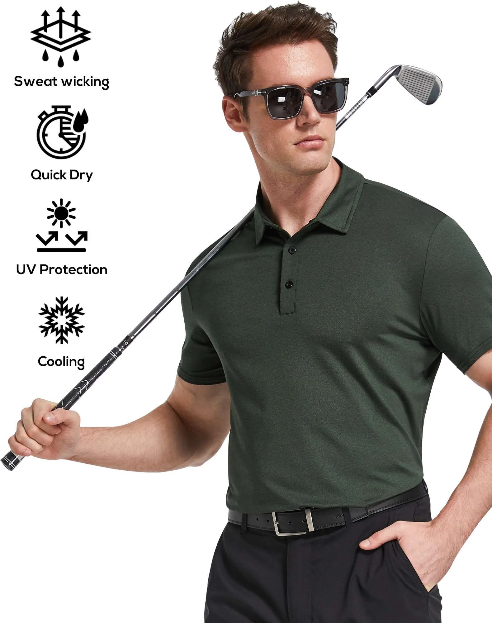 TELALEO 4/5 Pack Men's Polo Shirts Quick Dry Short Sleeve Golf T Shirt Performance Moisture Wicking Casual Workout